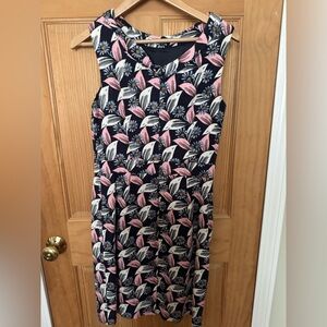 Boden Navy and Pink Floral Midi Dress